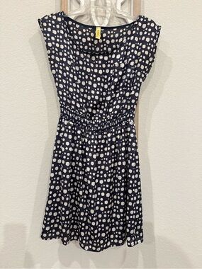 Navy Polka Dot Waist-Defined Dress